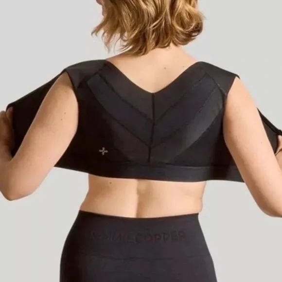 Tommie Copper Shoulder Support Comfort Bra Zipper Front Black Women’s Size XL - Picture 4 of 8